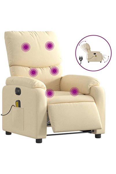 vidaxl Fotoliu electric de masaj rabatabil, crem, textil