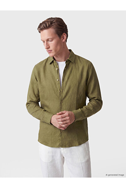 LC Waikiki Ανδρικό πουκάμισο NEVAVM Regular Fit 100% λινό με διαφορά στην υφή