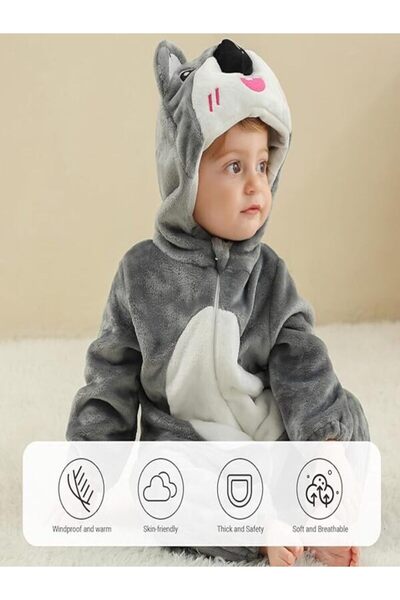 Other Baby Winter Hooded Romper Jumpsuit, Unisex kids Flannel Romper, Hallowe...