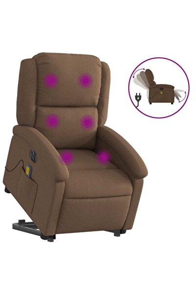 vidaxl Fotoliu electric de masaj rabatabil cu ridicare, maro, textil
