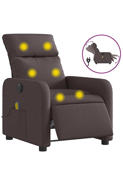 vidaxl Fotoliu electric de masaj rabatabil, maro închis, textil