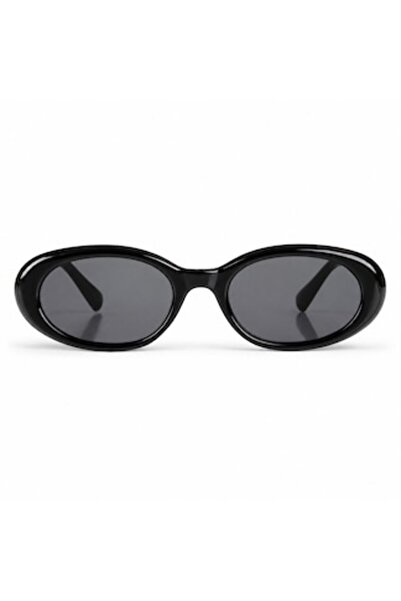 SHOPIENS Ochelari de soare ovali pentru femei, cu ramă neagră lucioasă, lenti...