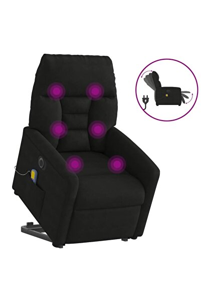 vidaxl Fotoliu masaj rabatabil electric cu ridicare, negru, microfibră