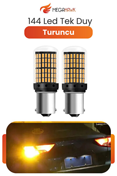 MEGAHAWK 144 LED Tek Duy Turuncu LED Ampul BA15S P21W Sinyal Lambası Canbus 2...
