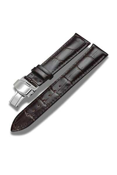 OEM Leather Strap Black Color 18 mm With Deployant Buckle with crocodile print