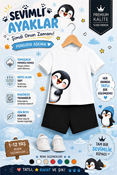 OVERMAX Set drăguț pentru copii cu imprimeu pinguin – Combinație din 2 piese:...