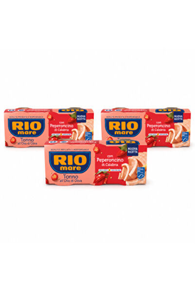 RIO MARE Ton în ulei de măsline cu ardei iute calabrese, set, 3 x 195 g, tota...