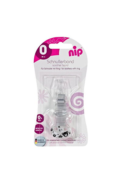 Nip Lanț de suzetă cu clemă, bandă textilă, 0+ luni, 38373, gri