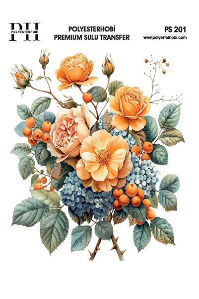 POLYESTERHOBİ Premium Water Transfer 25X35 cm Flower Patterned Ps 201