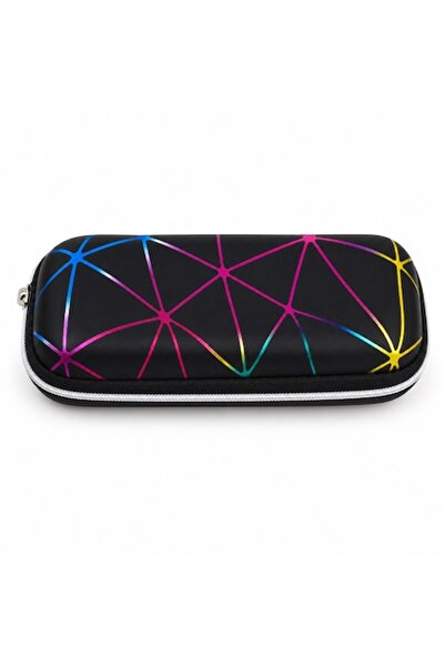 SHOPIENS Toc rigid pentru ochelari de soare, negru, cu linii holografice colo...