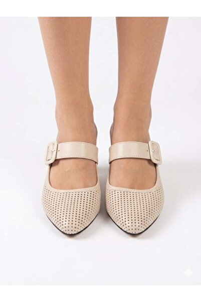 ZAPO Black Thin Heel Perforated Slippers