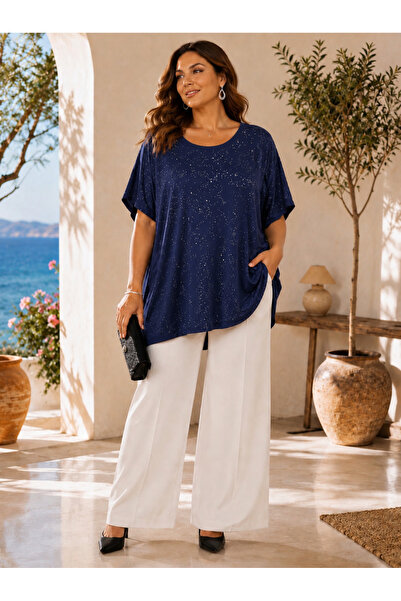 TUSSE Women's Crew Neck Shimmering Lustrous Viscose Flexible Plus Size Oversi...