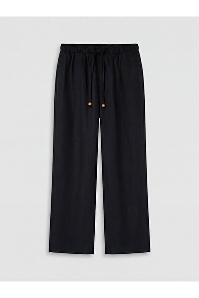 LC Waikiki Nevavm Women's 100% Linen Trousers with Elastic Waist