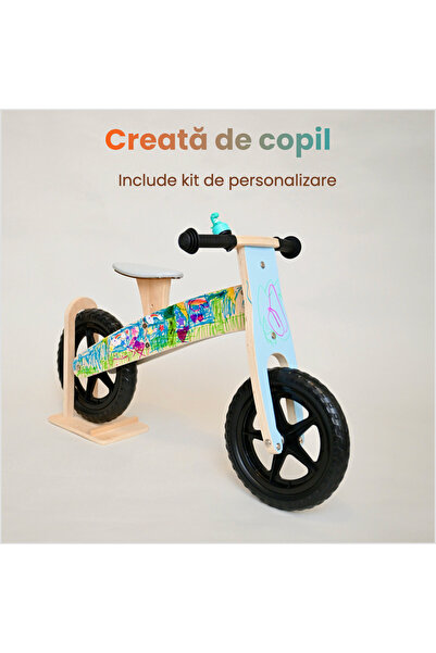 KiKKi Creative KIKKI – Bicicletă de echilibru din lemn pentru copii, personal...