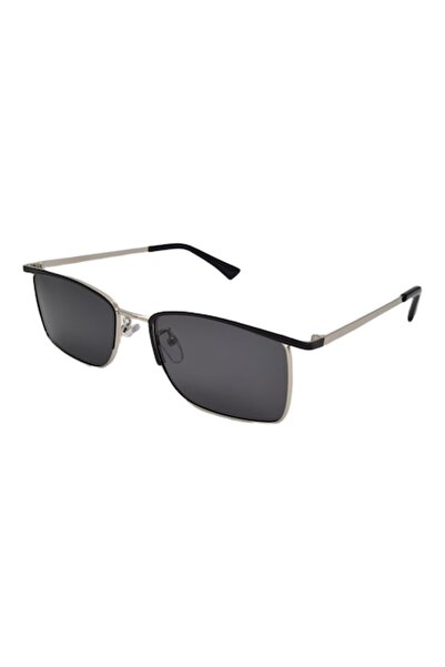 Tia Accesorii Polarized, rectangular sunglasses, P1545C1, black/silver