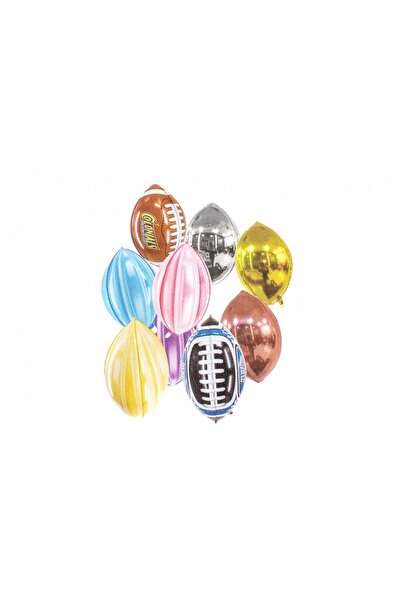 OEM Rugby Ball Foil Balloons (Top Bottom Set of 3) Blue