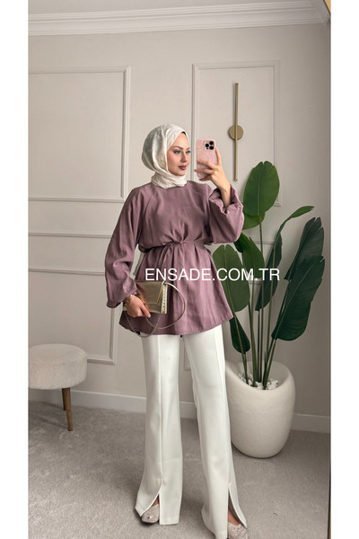 ensade Aura Balloon Sleeve String Tie Summer Tunic - Comfortable Cut Hijab Tu...