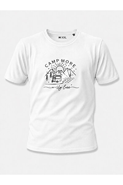 North Whiskers "Camp More Worry Less" Caravan Printed 100% Cotton Navy Blue C...
