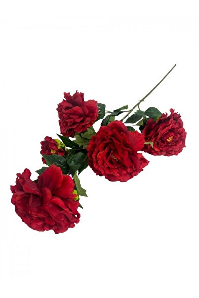 OEM Flori Artificiale Trandafiri Infloriti 5 Flori Pe Fir Rosu