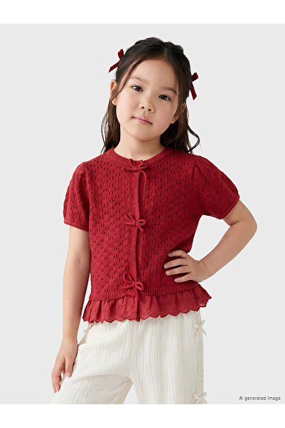 LC Waikiki Nevavm Girl's Knitwear Cardigan with a Difference