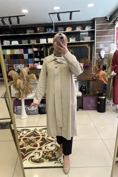 PUREVA Fermuar Ve Zincir Detaylı Keten Tencel Kap
