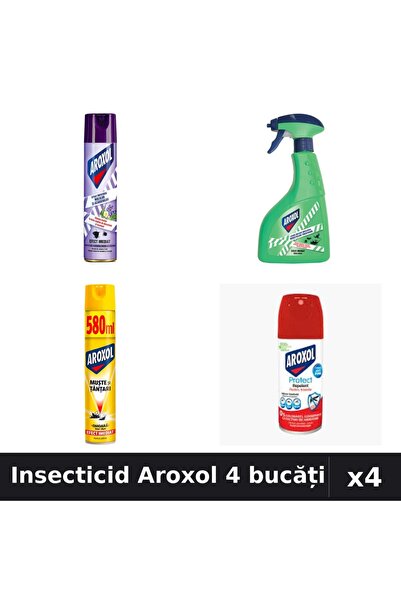 Aroxol Set 4 Spray Insecticid 100ml, 250ml, 400ml, 580ml - Protecție Casă