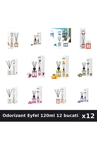 Eyfel Set 12 Odorizant Camera Betisoare 120ml - 12 Arome Asortate, Parfum Intens