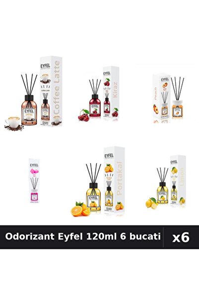 Eyfel Set 6 Odorizante Camera Betisoare - 6 Arome Asortate, 120ml Parfum