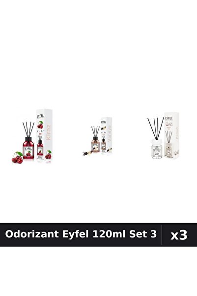 Eyfel Set 3 Odorizant Camera Betisoare - Cirese, Vanilie, Bumbac - 120ml