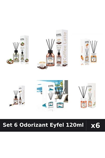 Eyfel Set 6 Odorizante Camera Betisoare, Acacia, Cafea, Nuca De Cocos, Ocean,...