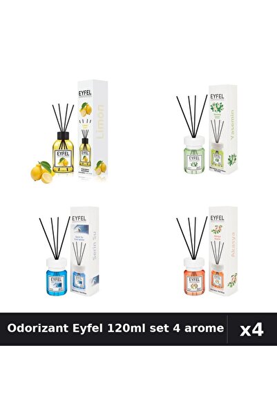 Eyfel Set 4 Odorizant Camera Betisoare 120ml - Lamaie, Iasomie, Cool Water, A...