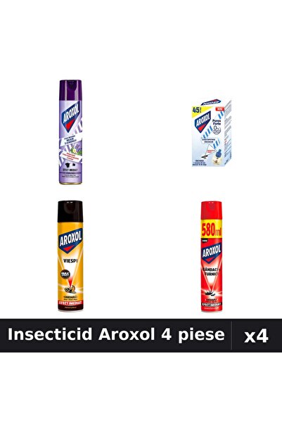 Aroxol Set 4 Spray Insecticid 250ml, 400ml, 580ml + Aparat Electric - Protecț...