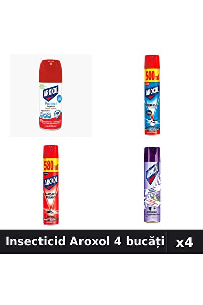 Aroxol Set 4 Spray Insecticid 100ml, 250ml, 500ml, 580ml - Protecție Casă