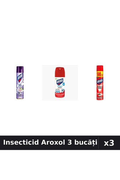 Aroxol Set 3 Spray Insecticid 100ml, 250ml, 580ml - Protecție Casa Eficientă