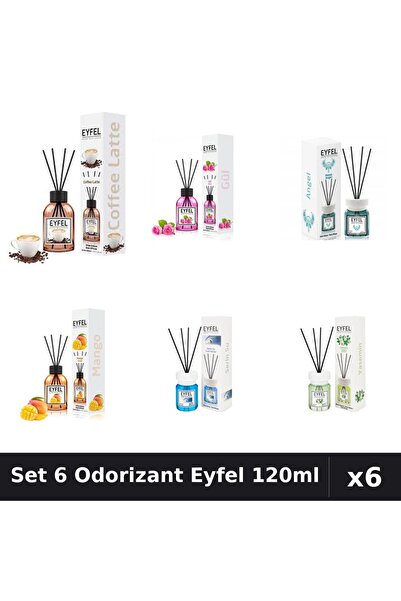 Eyfel Set 6 Odorizante Camera Betisoare, Angel, Cafea, Cool Water, Iasomie, M...