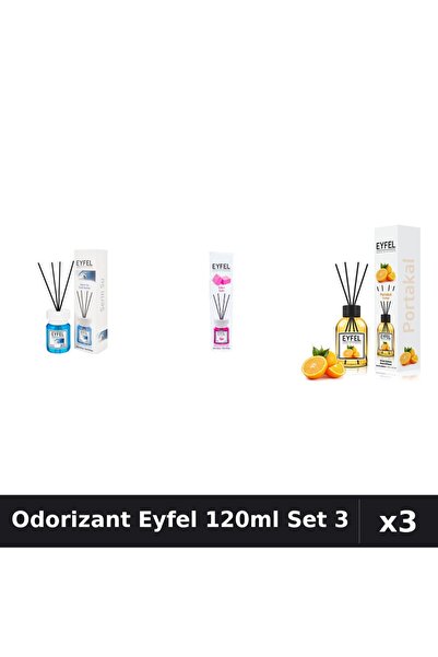 Eyfel Set 3 Odorizant Camera Betisoare 120ml - Cool Water, Bubble Gum, Portocală