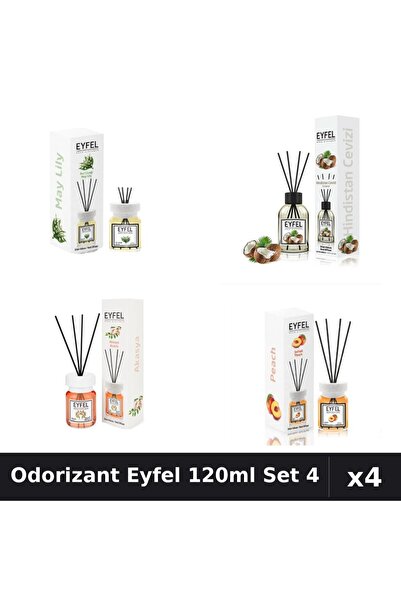 Eyfel Set 4 Odorizant Camera Betisoare 120ml - Acacia, Lacramioare, Nuca Coco...