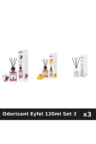 Eyfel Set 3 Odorizant Camera Betisoare 120ml - Bouquet, Mango, Bumbac