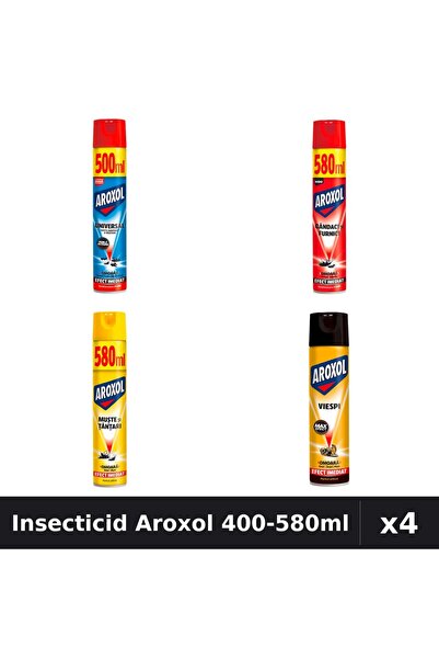 Aroxol Set 4 Spray Insecticid 400-580ml - Anti Gandaci, Tantari, Muste - Prot...