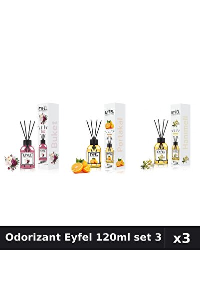 Eyfel Set 3 Odorizant Camera Betisoare 120ml - Bouquet, Portocală, Mâna Maici...