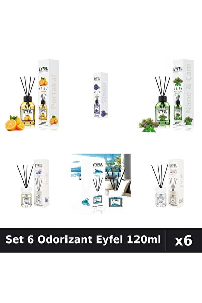 Eyfel Set 6 Odorizante Camera Betisoare, Bumbac, Ocean, Orhidee, Pin Si Menta...