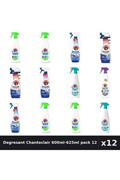 Chanteclair Pack 12 Degresant Universal 600ml-625ml - 6 Arome, Detartrant, An...