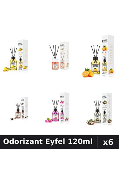 Eyfel Set 6 Odorizante Camera Betisoare 120ml - 6 Arome Asortate, Parfum Intens