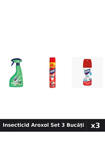 Aroxol Set 3 Spray Insecticid 100ml, 400ml, 580ml - Protecție Casă Anti Insecte