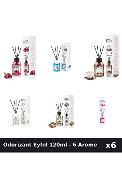 Eyfel Set 6 Odorizante Camera Betisoare - 6 Arome Asortate, 120ml Parfum