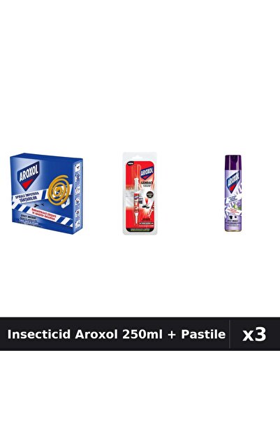 Aroxol Set 3 Spray Insecticid 250ml + Pastile Anti-Insecte - Protectie Eficienta