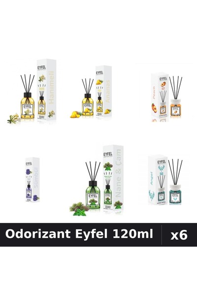 Eyfel Set 6 Odorizante Camera Betisoare - 6 Arome Asortate, 120ml Parfum