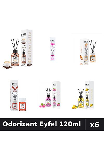 Eyfel Set 6 Odorizante Camera Betisoare - 6 Arome Asortate, 120ml Parfum