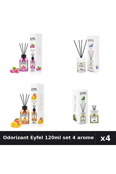 Eyfel Set 4 Odorizant Camera Betisoare 120ml - Trandafir, Orhidee, Mango, Lac...