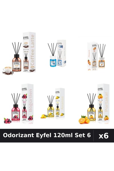 Eyfel Set 6 Odorizante Camera Betisoare - 6 Arome Asortate, 120ml Parfum